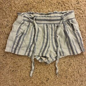 Jolt Blue & White Striped Drawstring Women’s Athletic Shorts